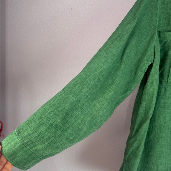 J. Jill Women Spring Green Linen Top Vacation Travel Island Size XL - Picture 3 of 11